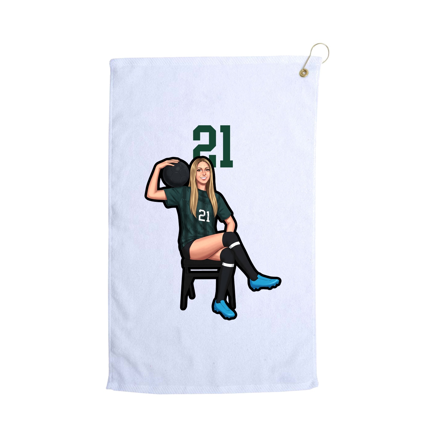 Golf Towel — Number Top in White