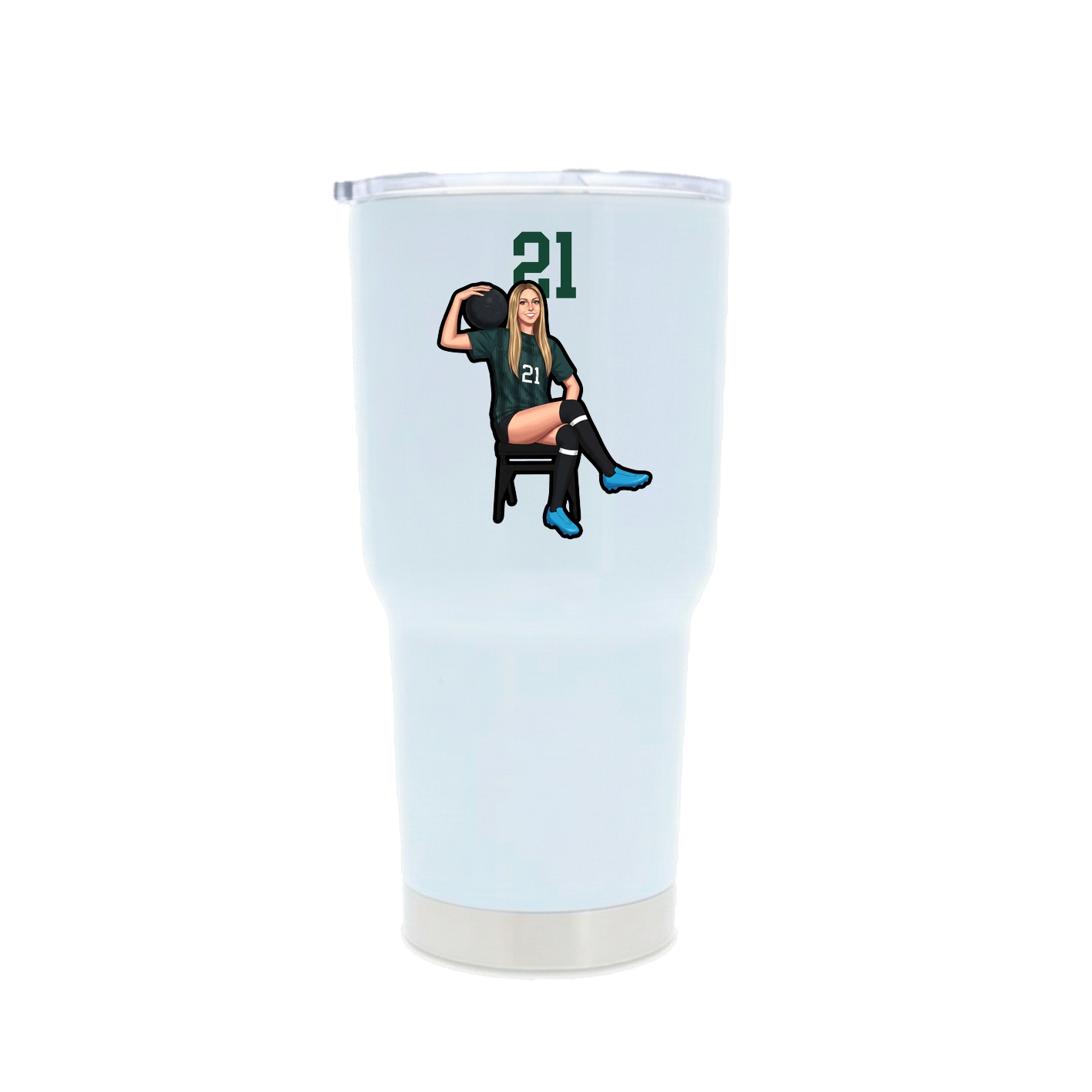 30oz Stainless Steel Tumbler — Number Top in White