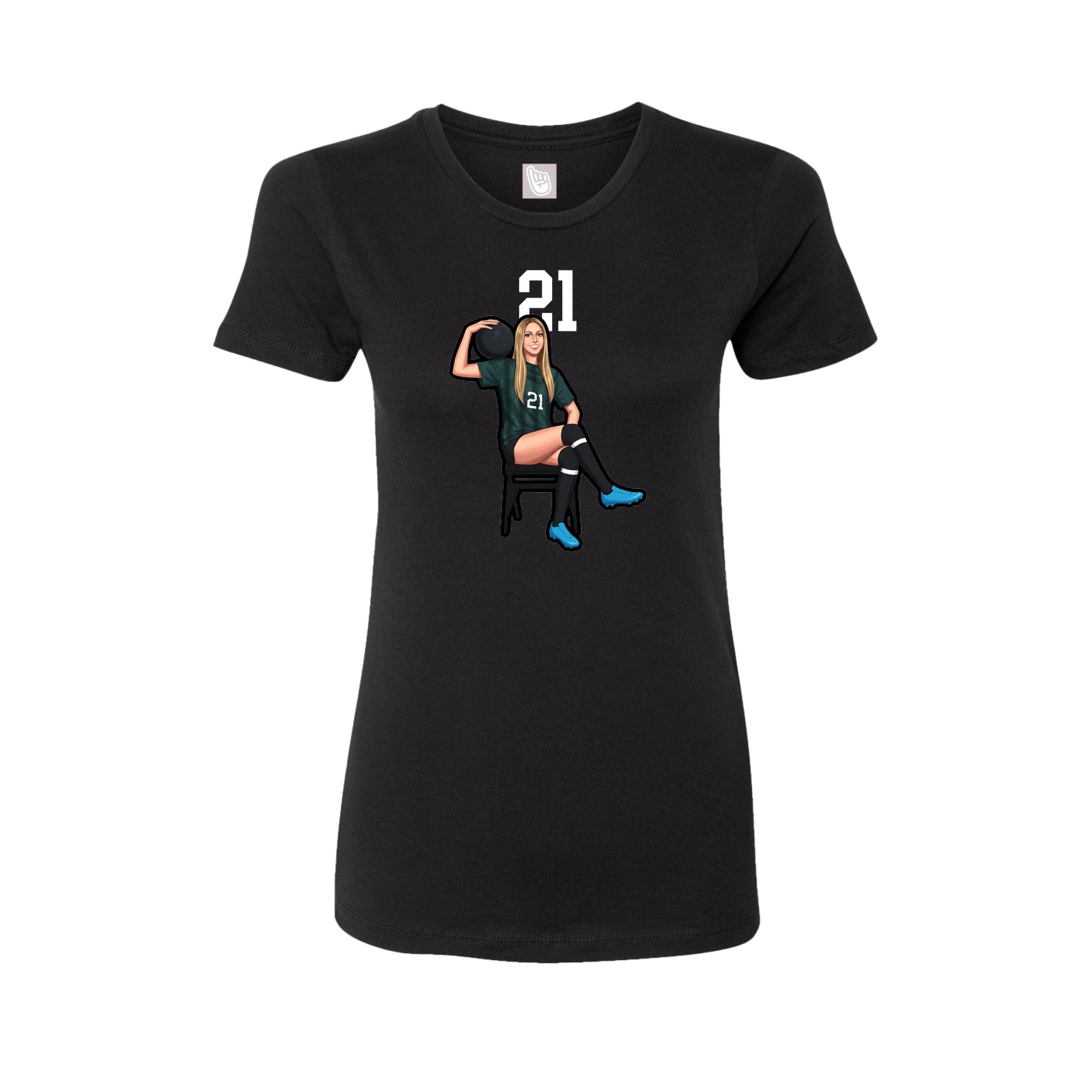 Fitted Women's Tee — Number Top in Black