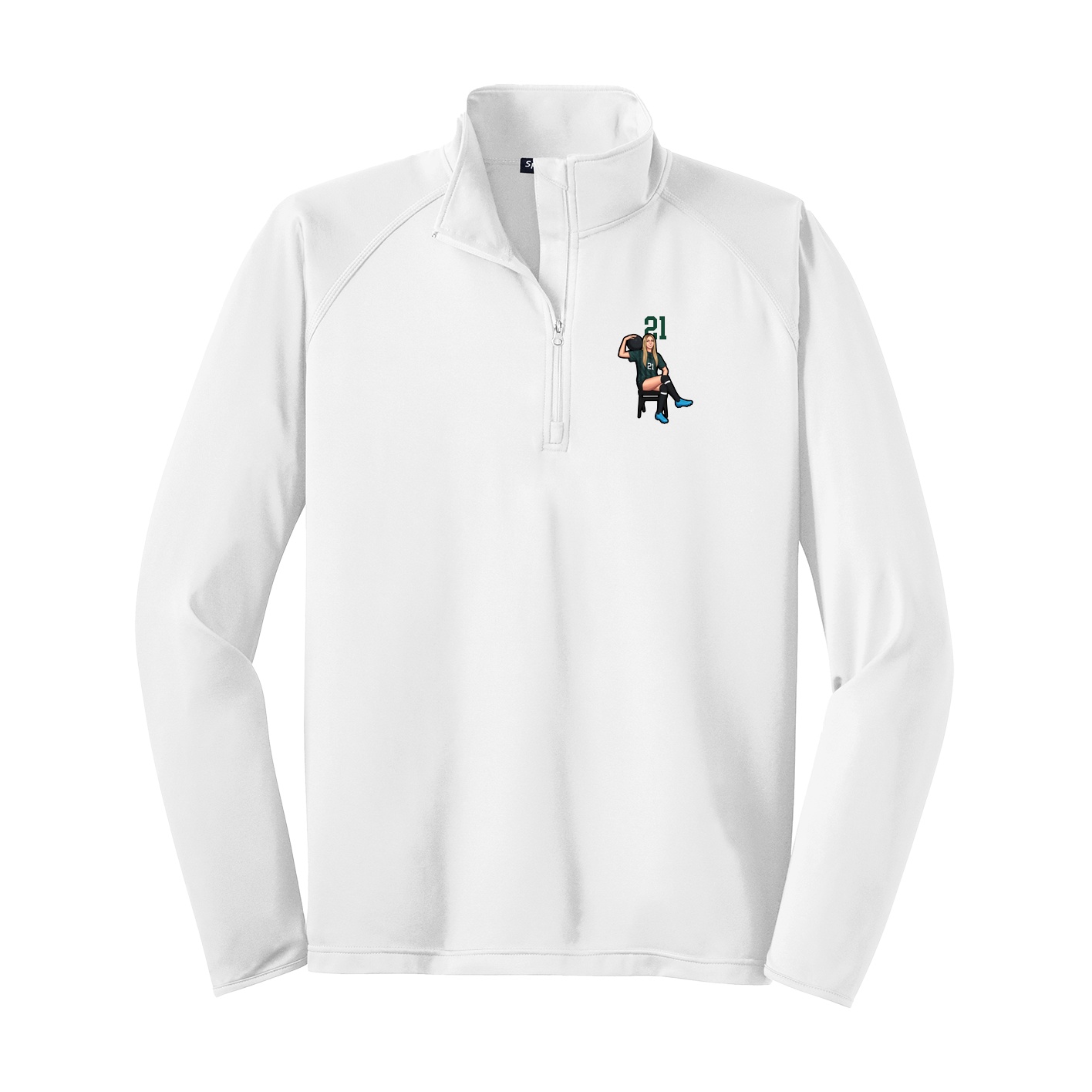 Q-Zip Pullover — Number Top in White
