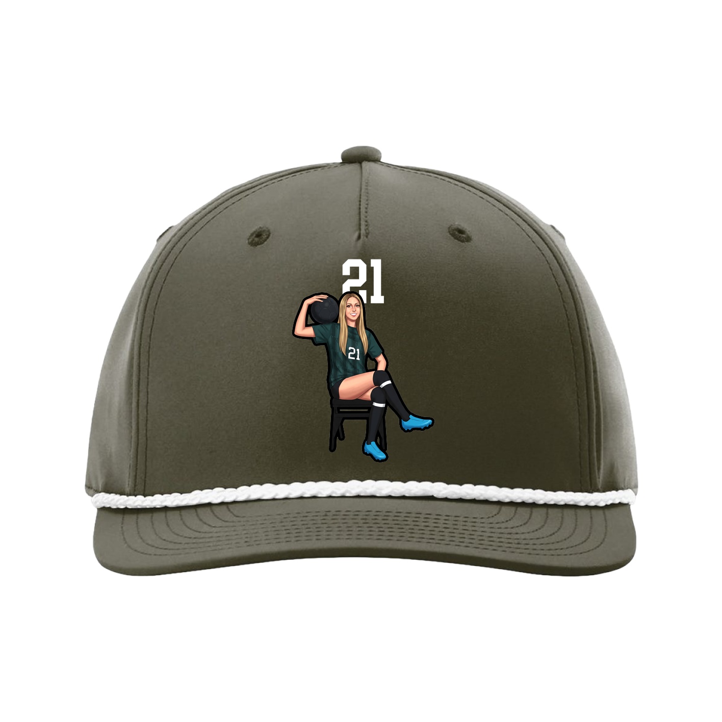 Five-Panel Classic Rope Cap — Number Top in Green