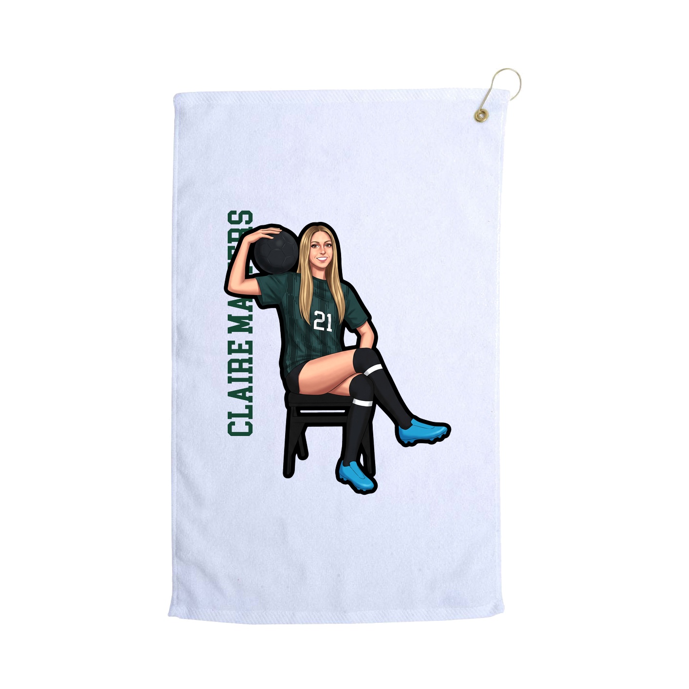 Golf Towel — Name Vertical in White
