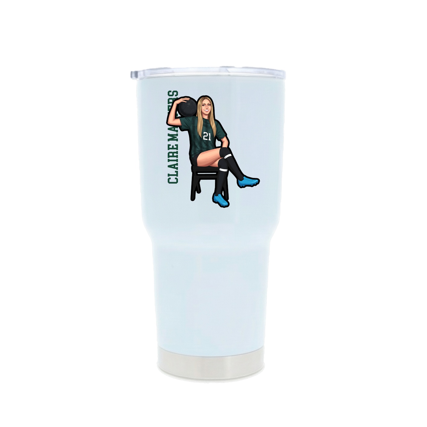 30oz Stainless Steel Tumbler — Name Vertical in White