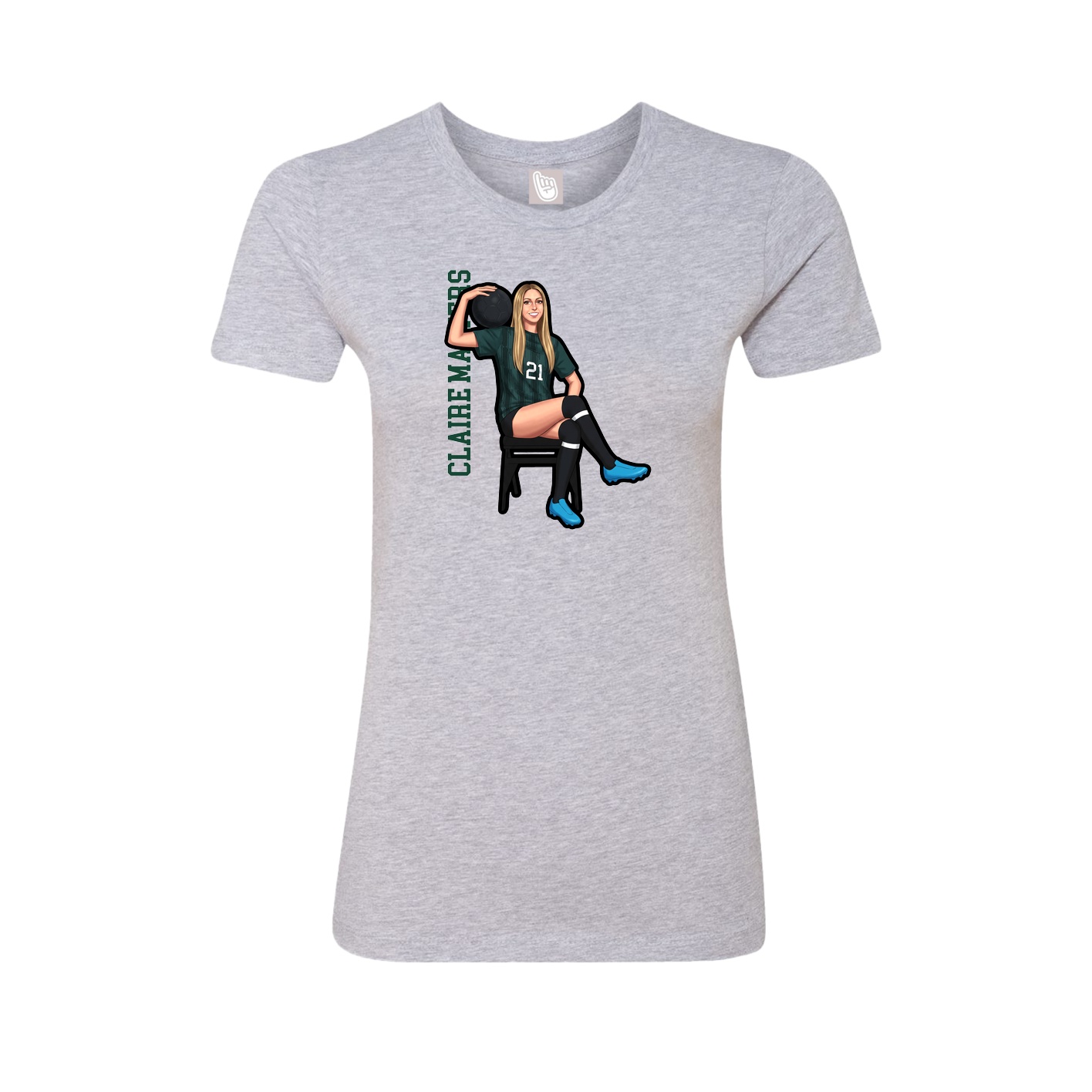 Fitted Women's Tee — Name Vertical in Grey