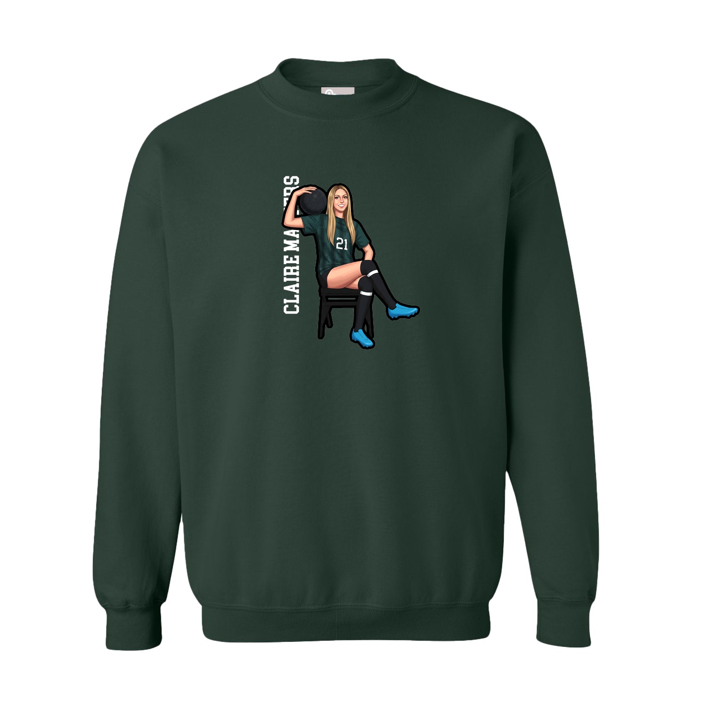 Fleece Crew — Name Vertical in Green