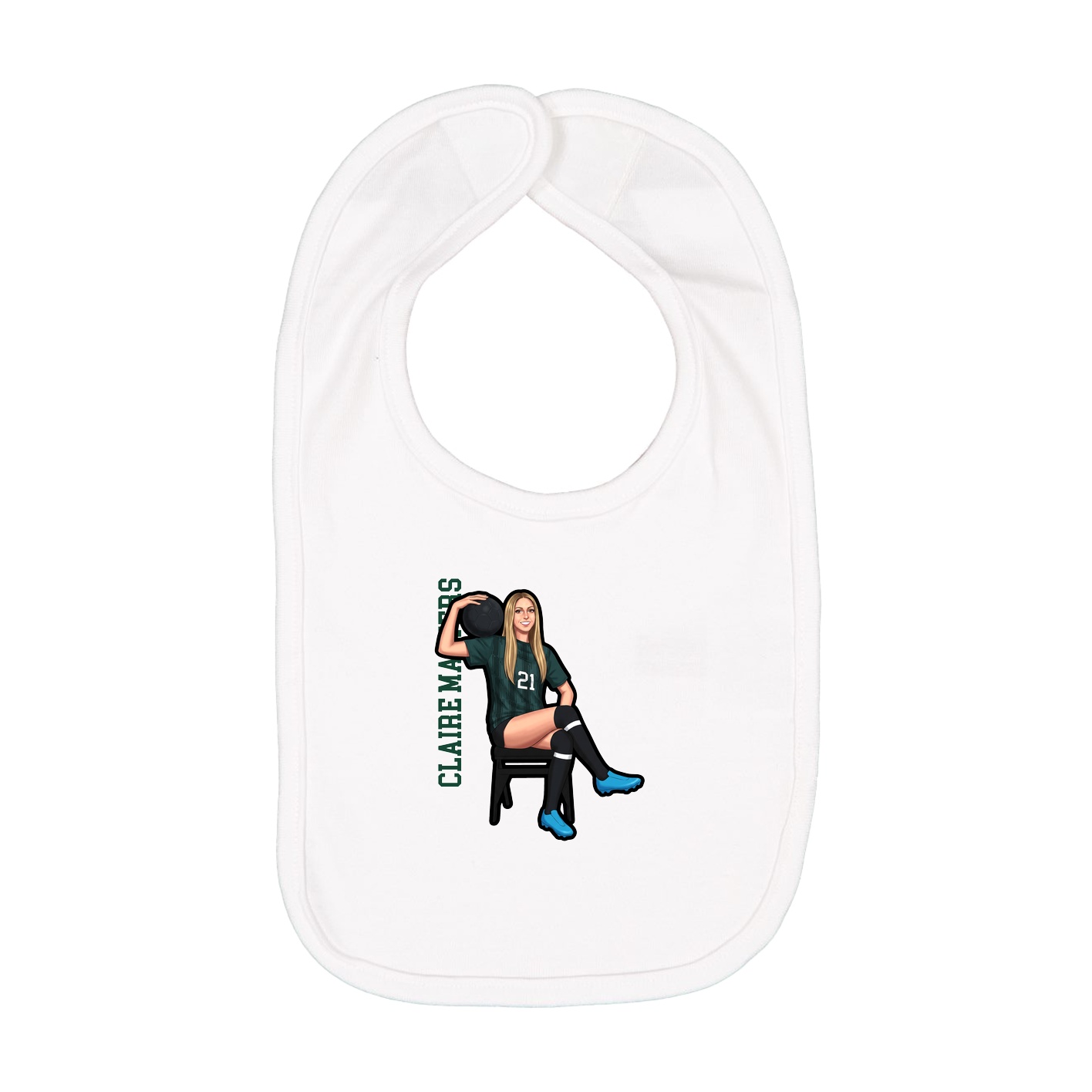 Infant Bib — Name Vertical in White