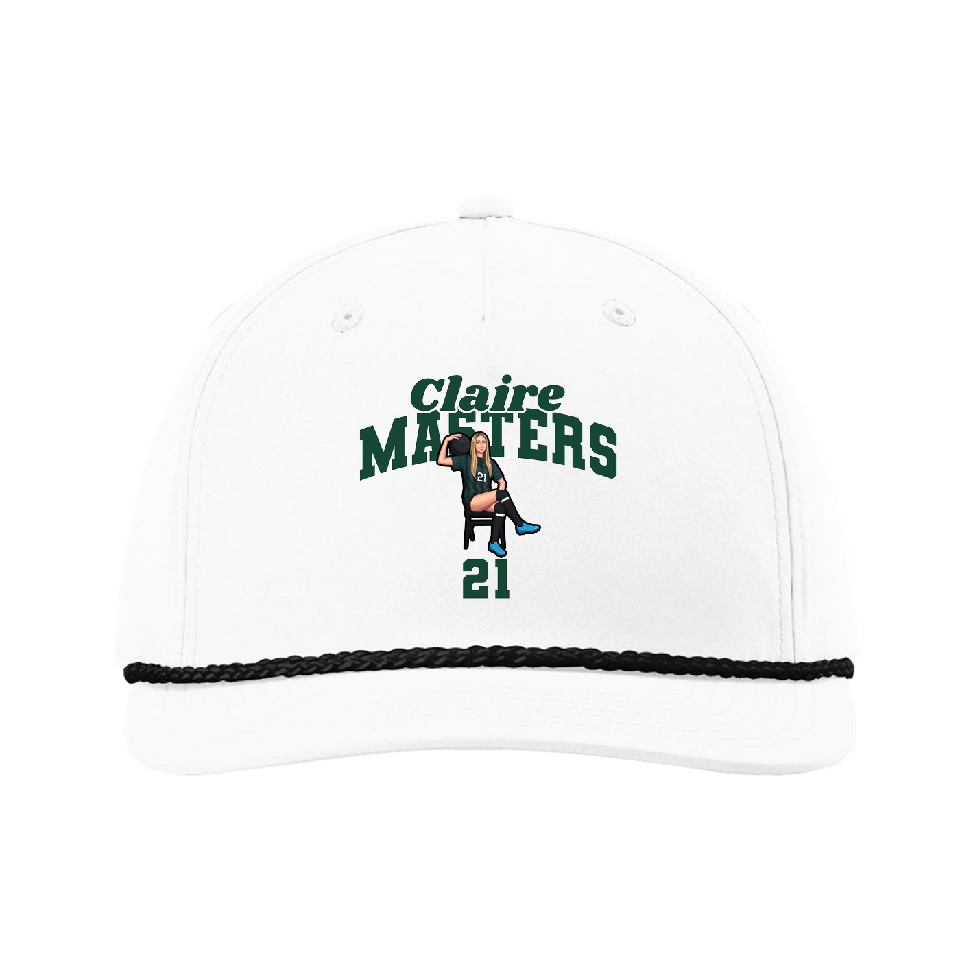 Five-Panel Classic Rope Cap — Signature Arch in White