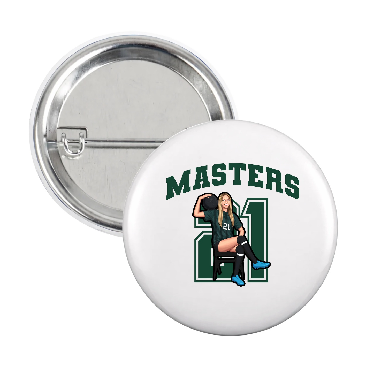 Game Day Button — Number in White