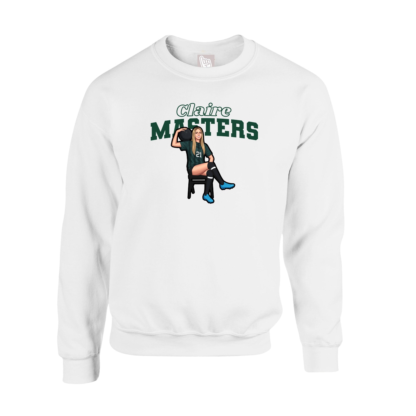 Fleece Crew — Name Arch in White