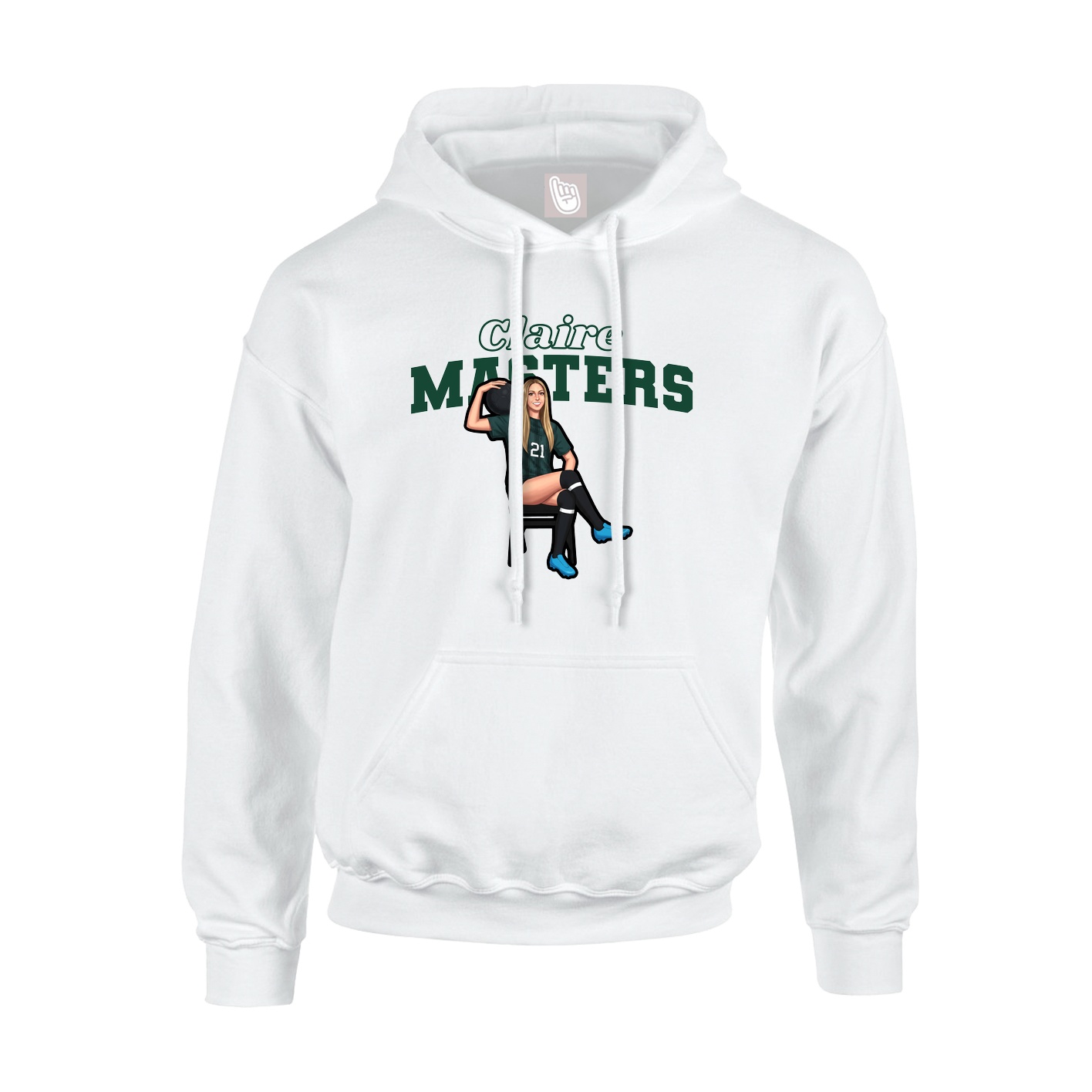 Youth Hoodie — Name Arch in White