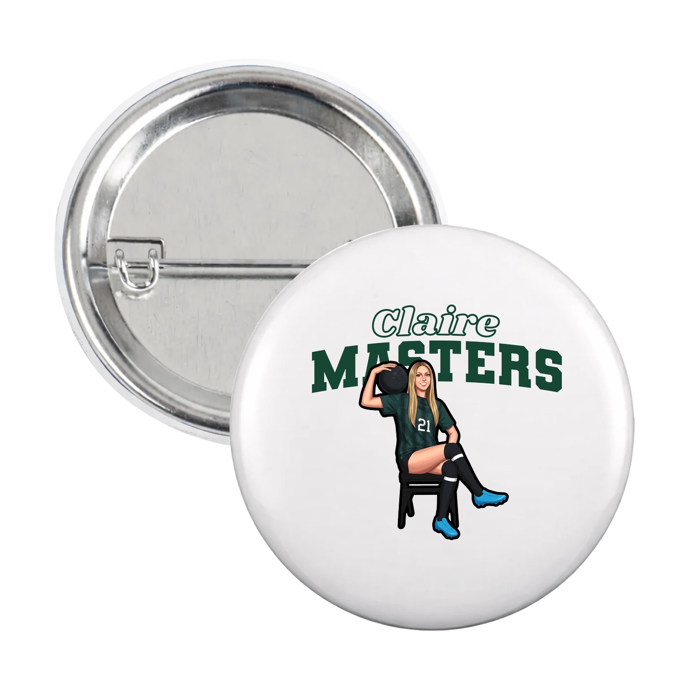 Game Day Button — Name Arch in White