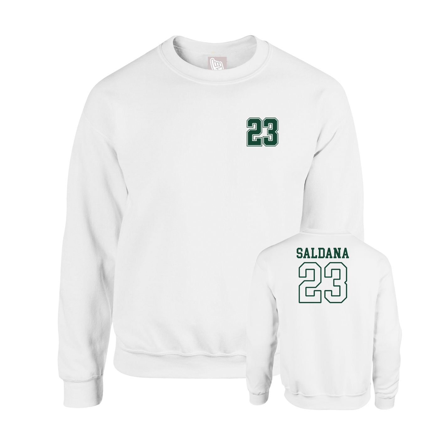 Fleece Crew — Chest Back in White