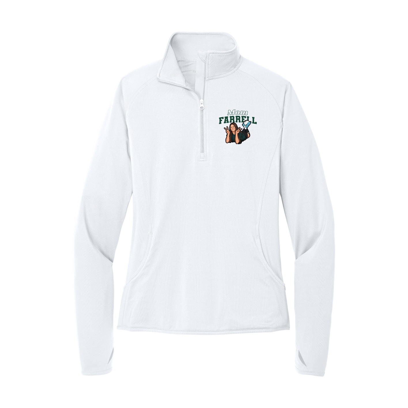 Women's Q-Zip Pullover — Mothers Day Block in White