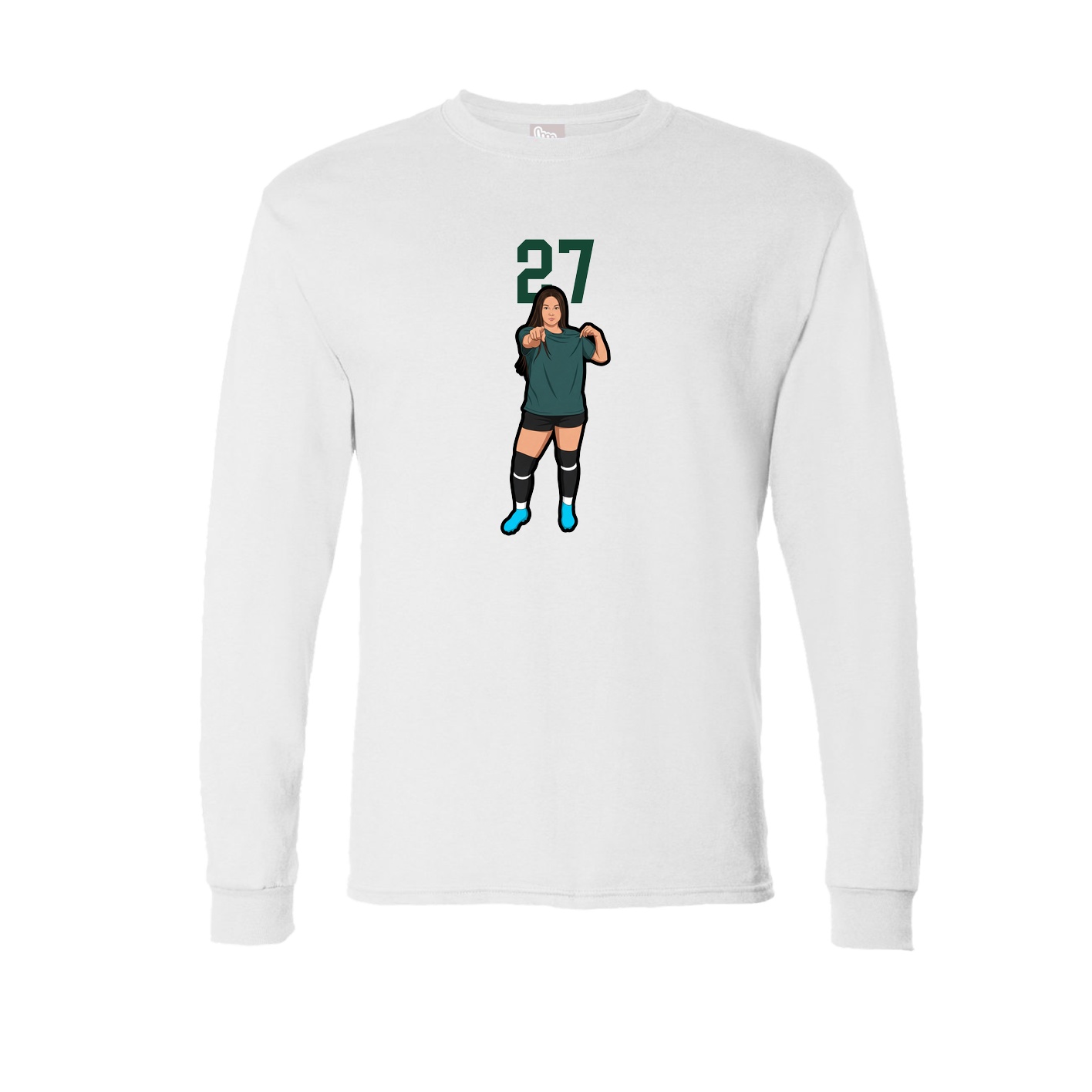 Long Sleeve Tee — Number Top in White