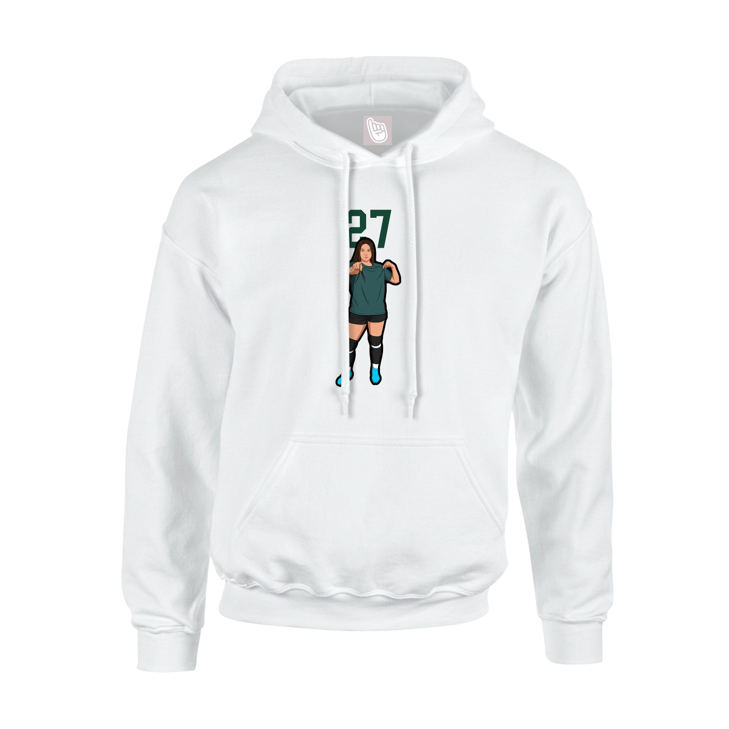 Youth Hoodie — Number Top in White