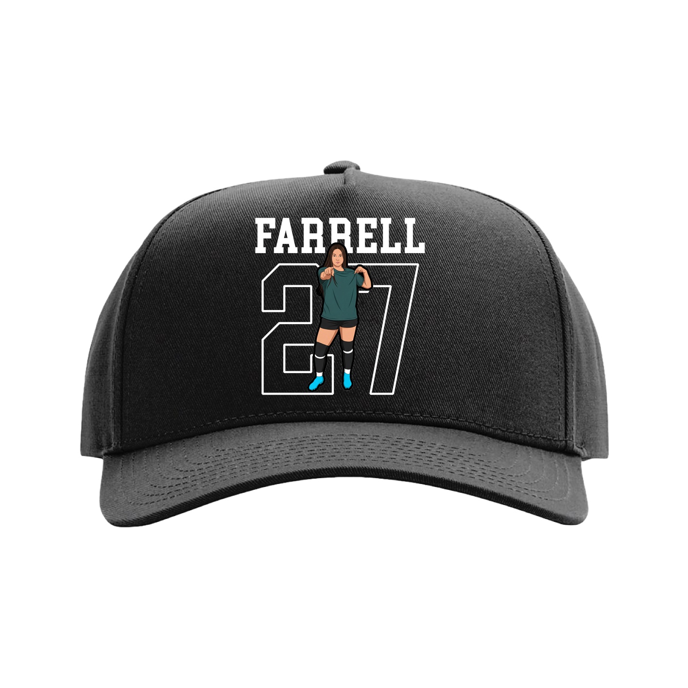 Full Fabric Five-Panel Champ Cap — Shirsey in Black