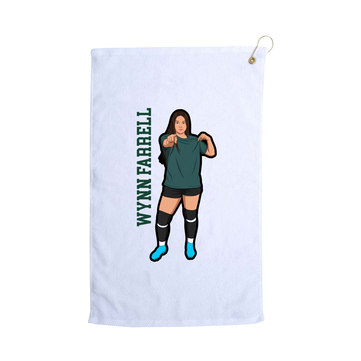 Golf Towel — Name Vertical in White