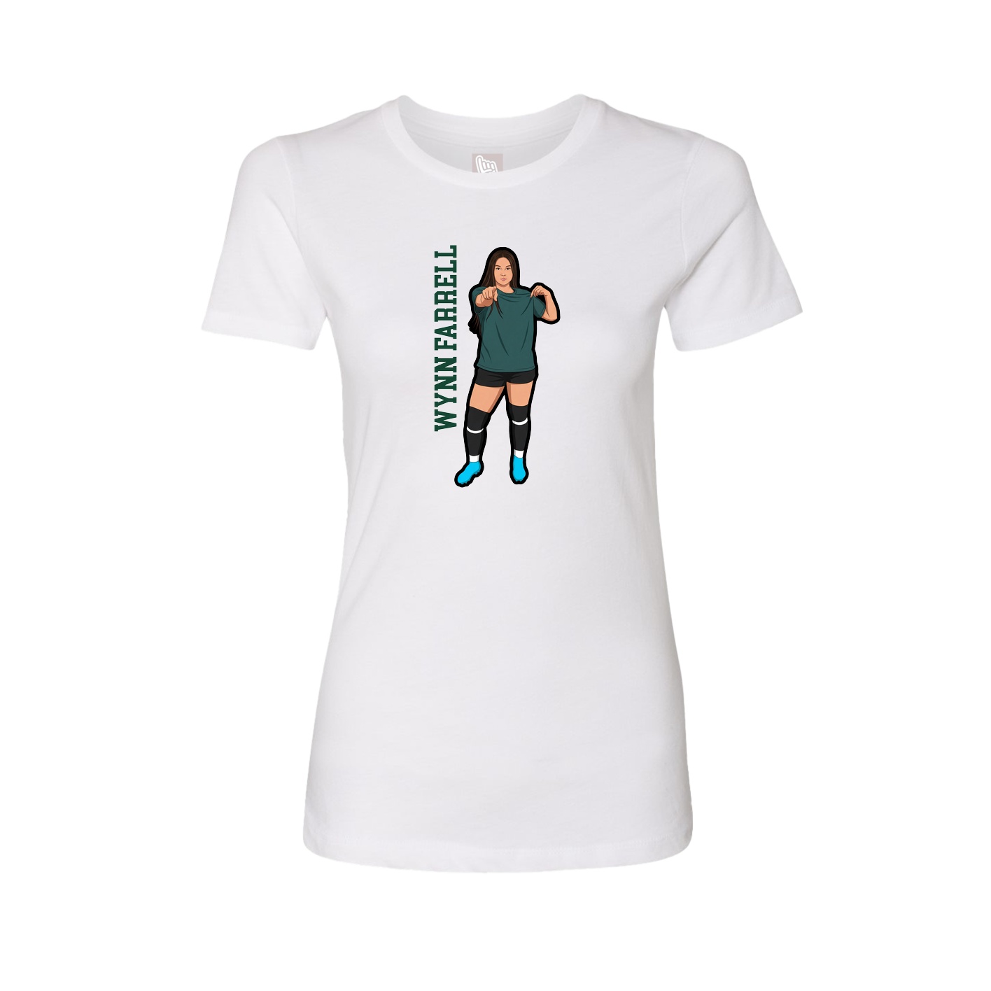 Womens Tee — Name Vertical in White