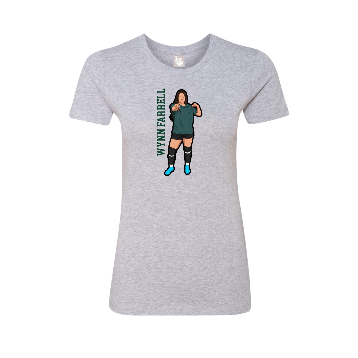 Fitted Women's Tee — Name Vertical in Grey