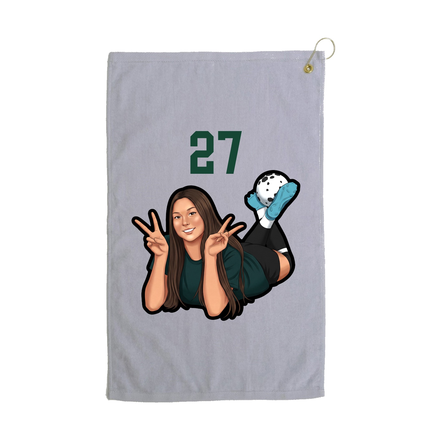 Golf Towel — Number Top in Grey