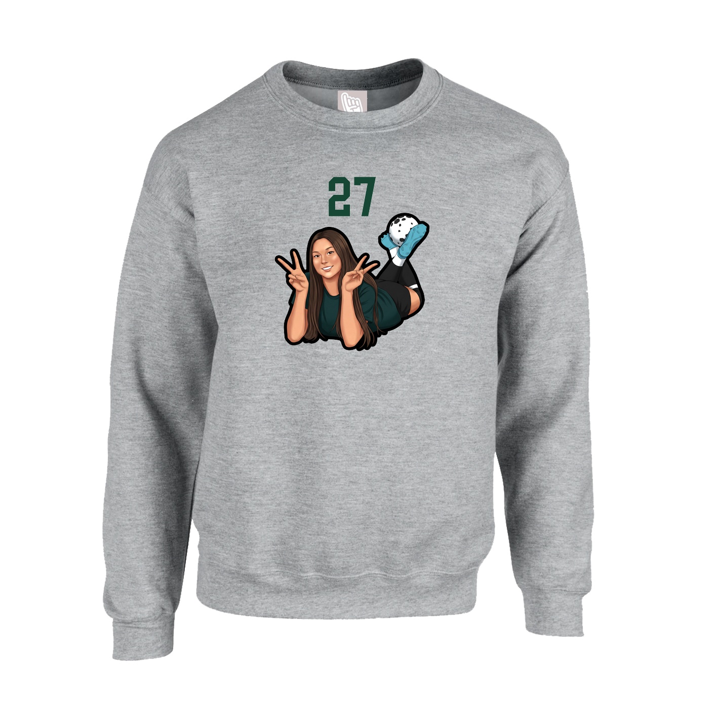 Fleece Crew — Number Top in Grey