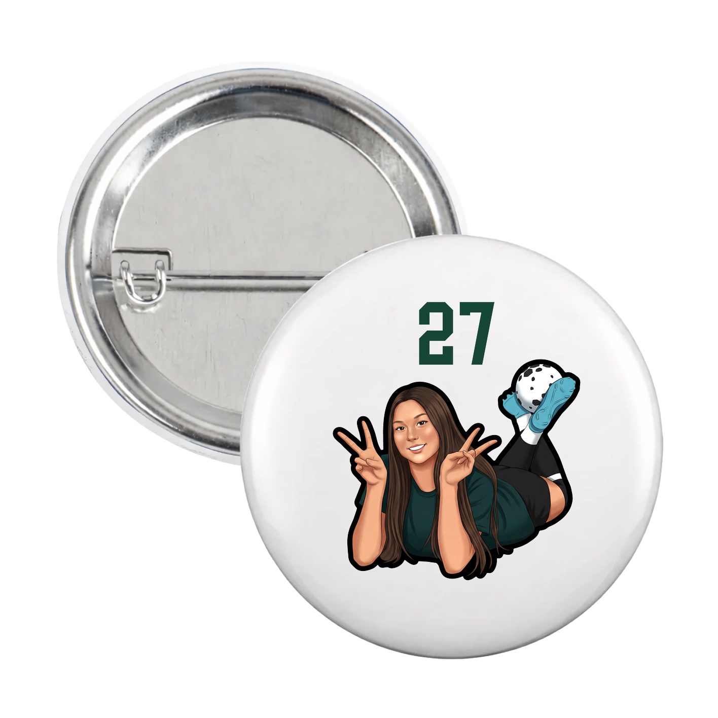 Game Day Button — Number Top in White