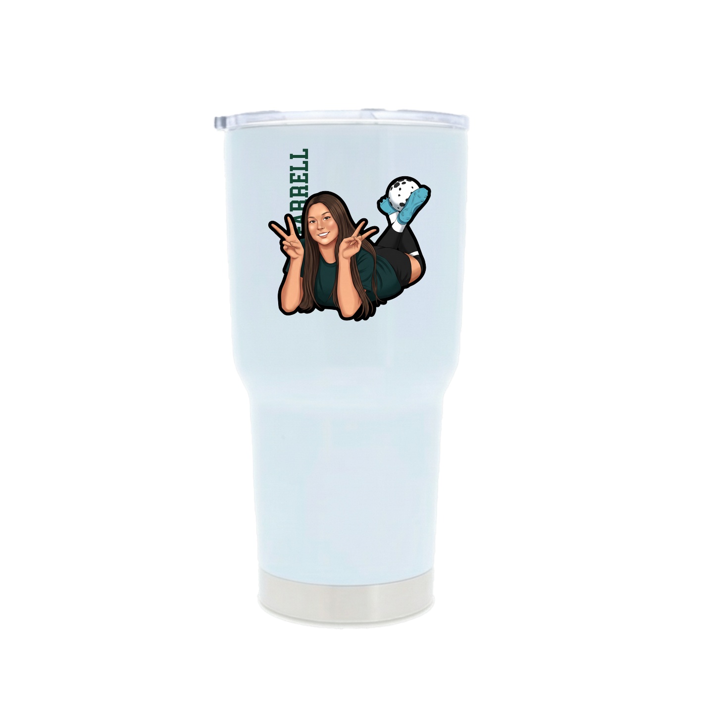 30oz Stainless Steel Tumbler — Name Vertical in White