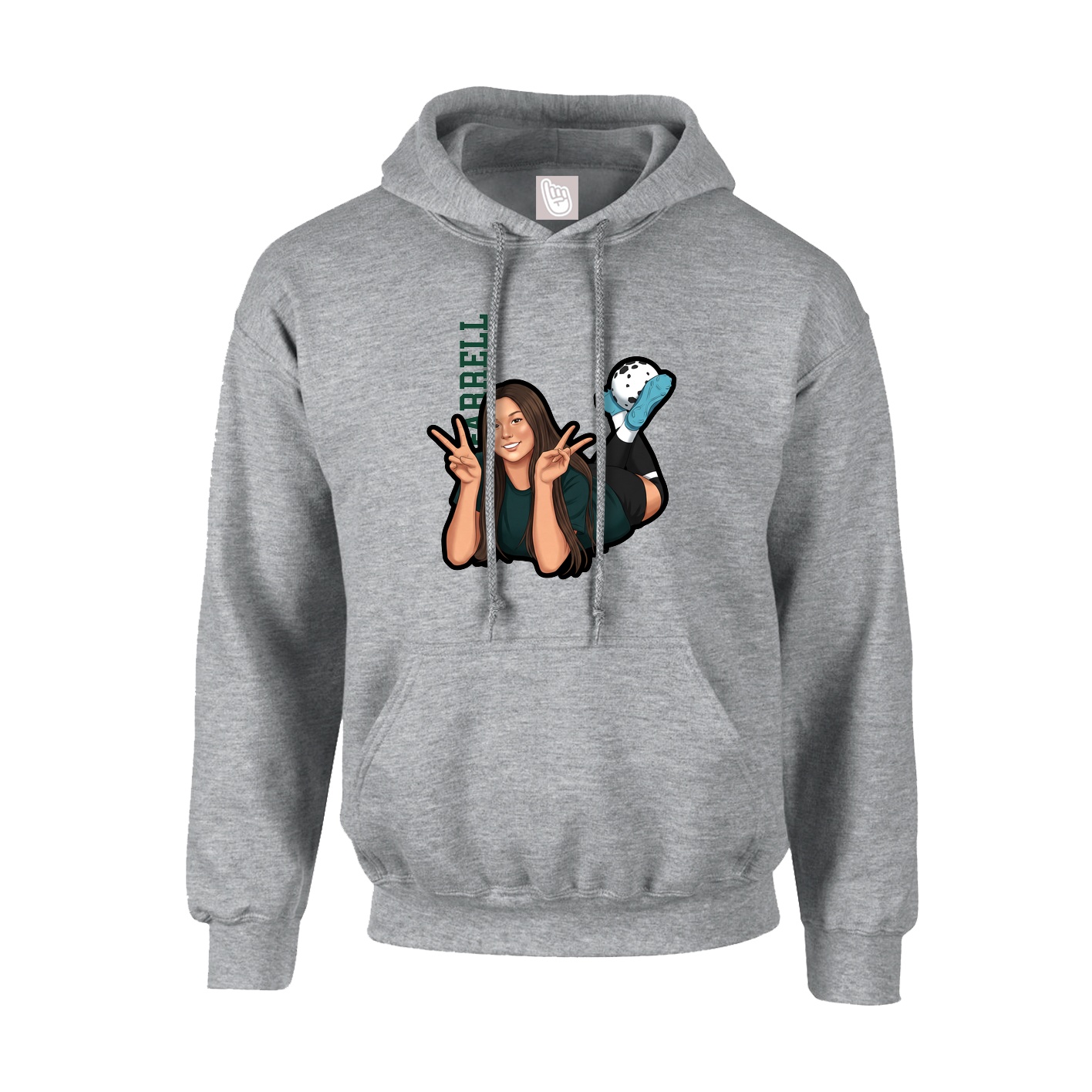 Youth Hoodie — Name Vertical in Grey