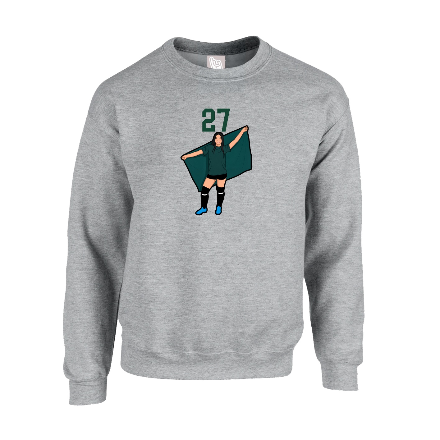 Fleece Crew — Number Top in Grey