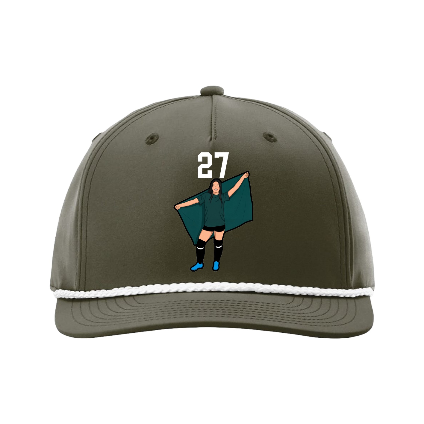 Five-Panel Classic Rope Cap — Number Top in Green