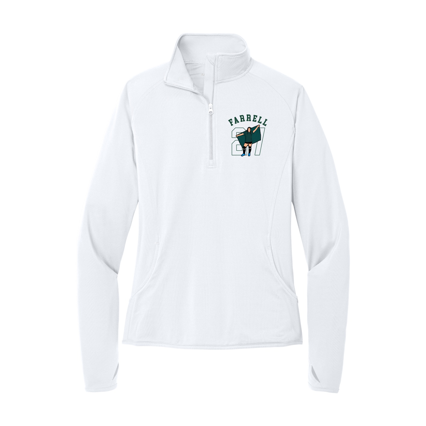 Women's Q-Zip Pullover — Shirsey Arch in White