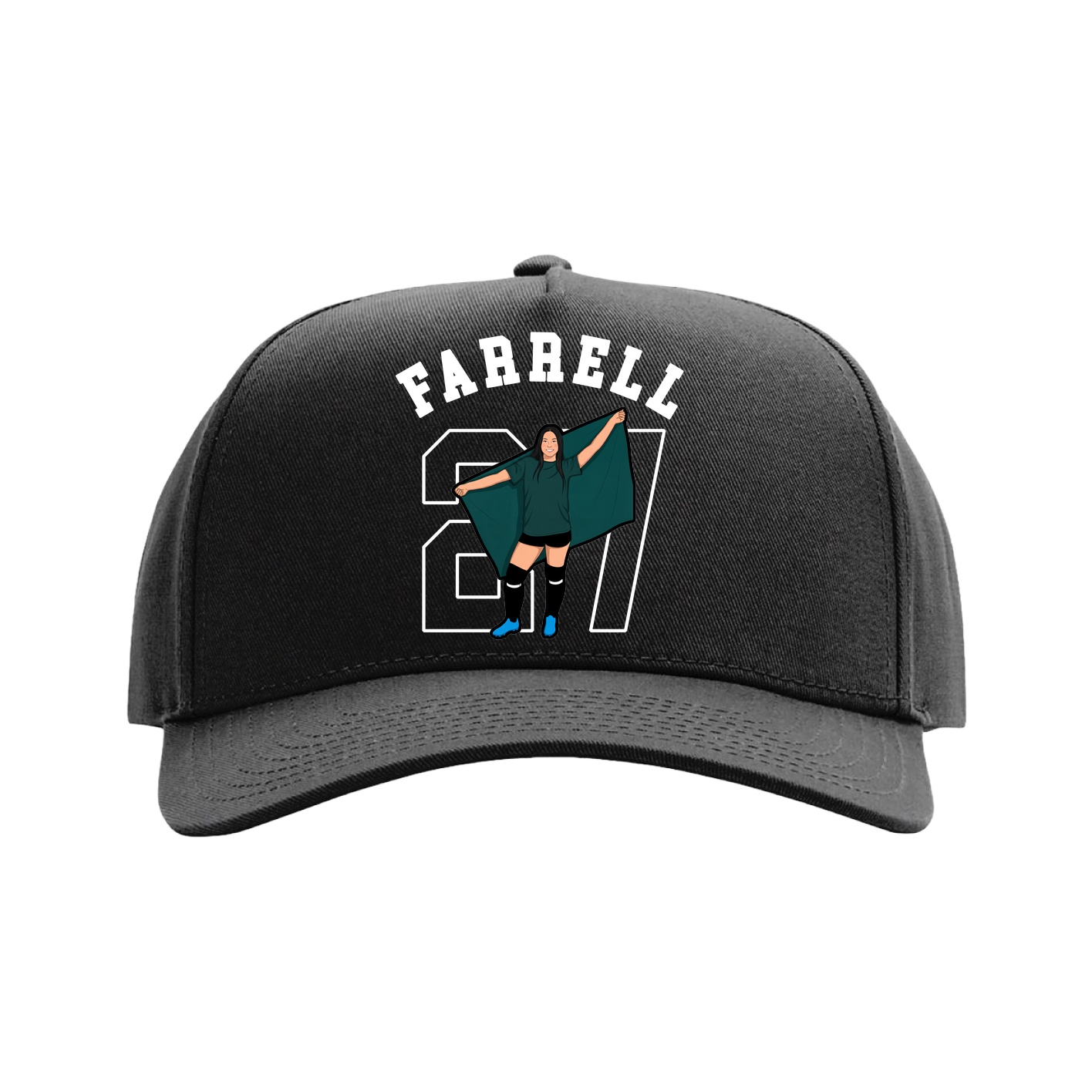 Full Fabric Five-Panel Champ Cap — Shirsey Arch in Black