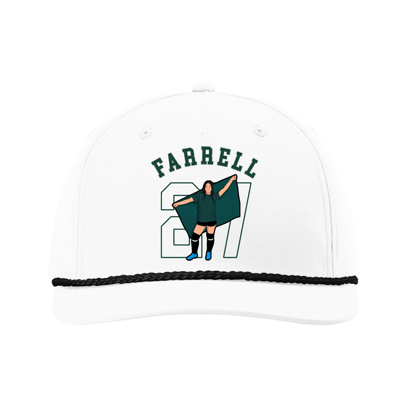 Five-Panel Classic Rope Cap — Shirsey Arch in White