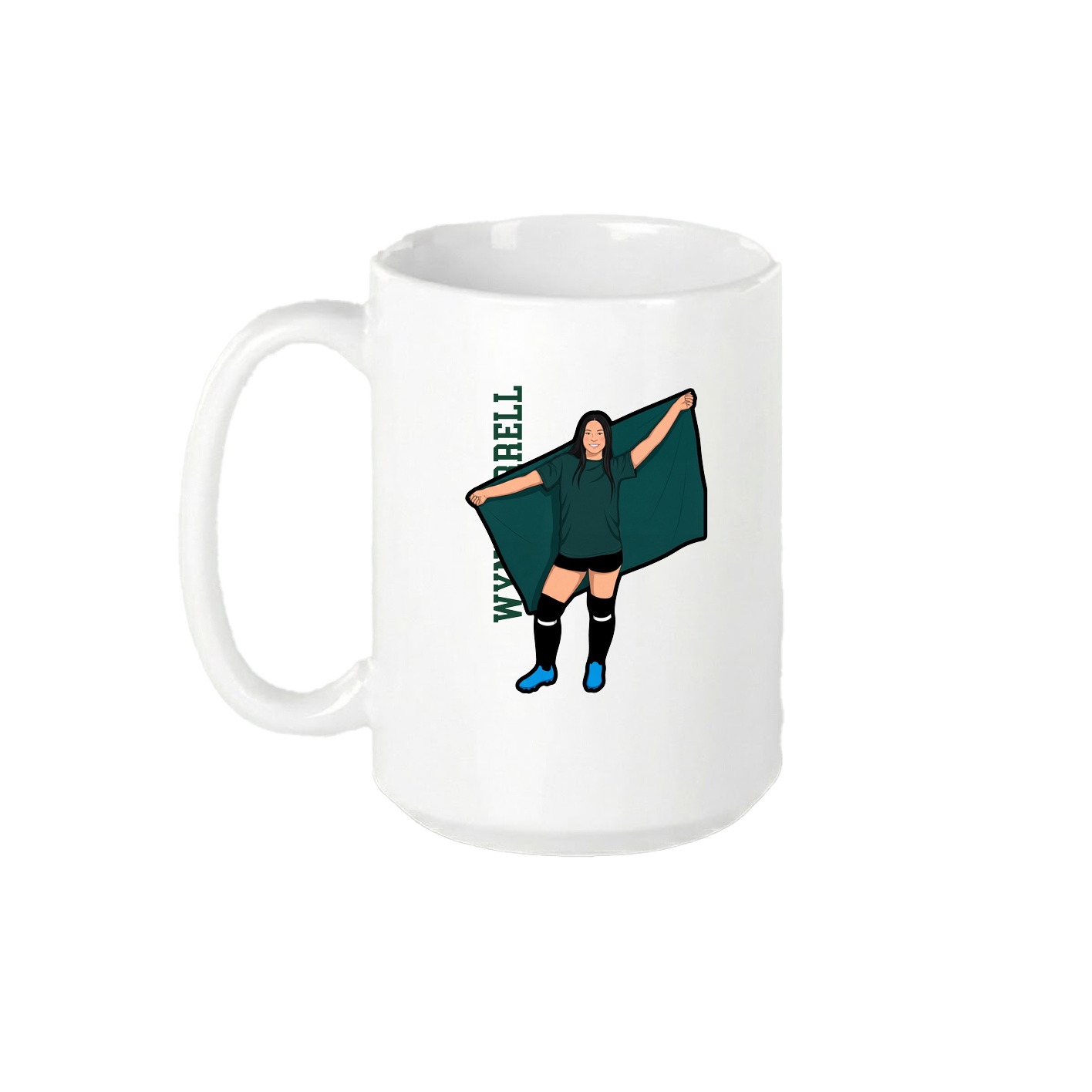 15oz Coffee Mug — Name Vertical in White