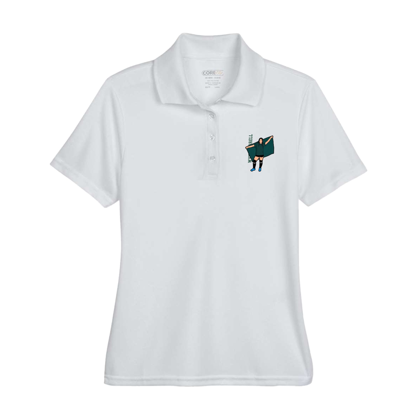 Womens Performance Polo — Name Vertical in Grey