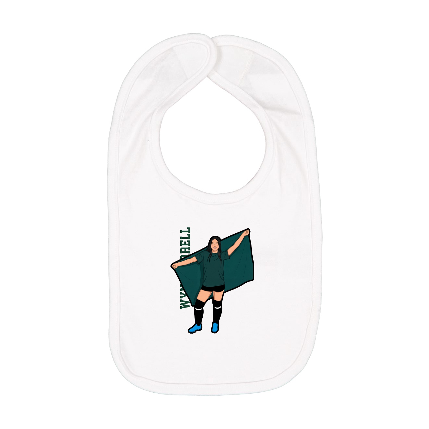 Infant Bib — Name Vertical in White