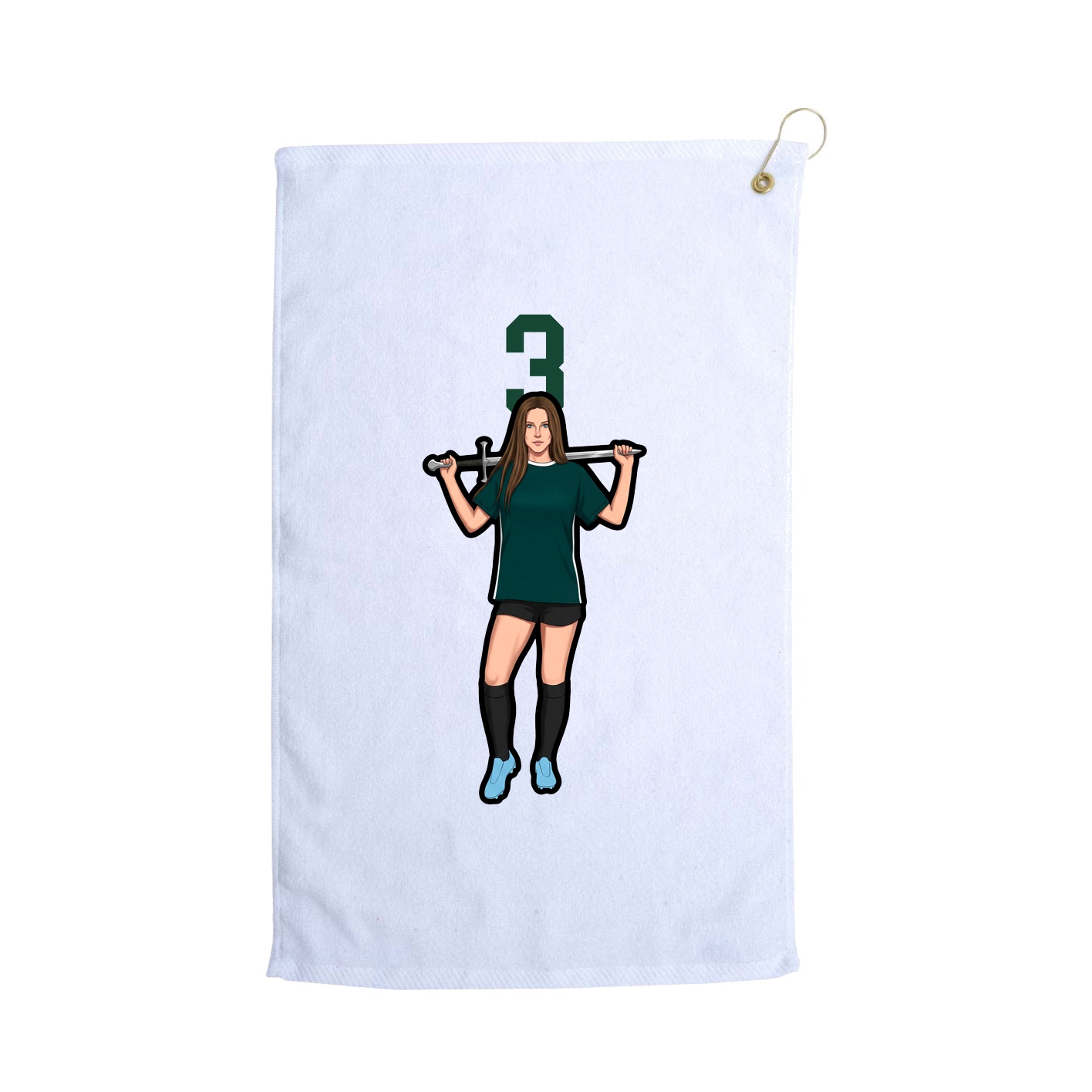 Golf Towel — Number Top in White