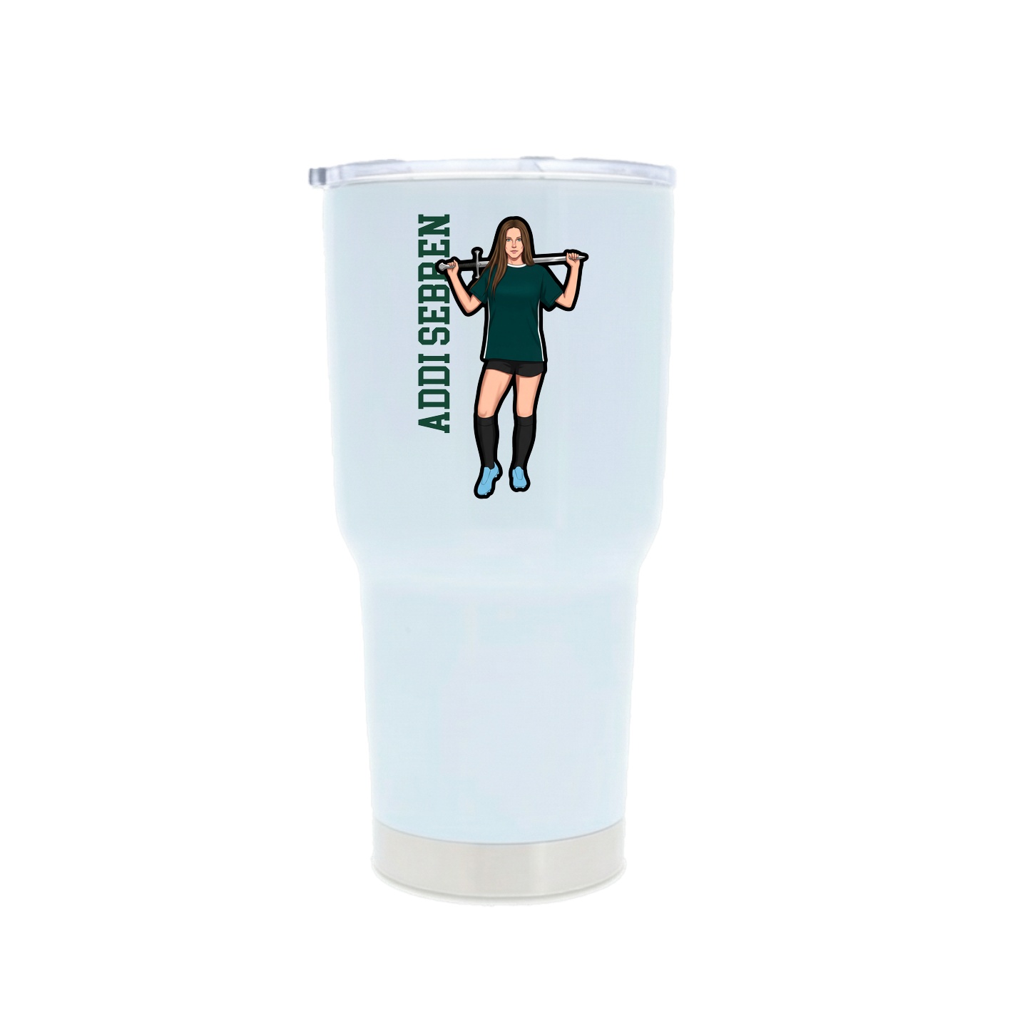 30oz Stainless Steel Tumbler — Name Vertical in White
