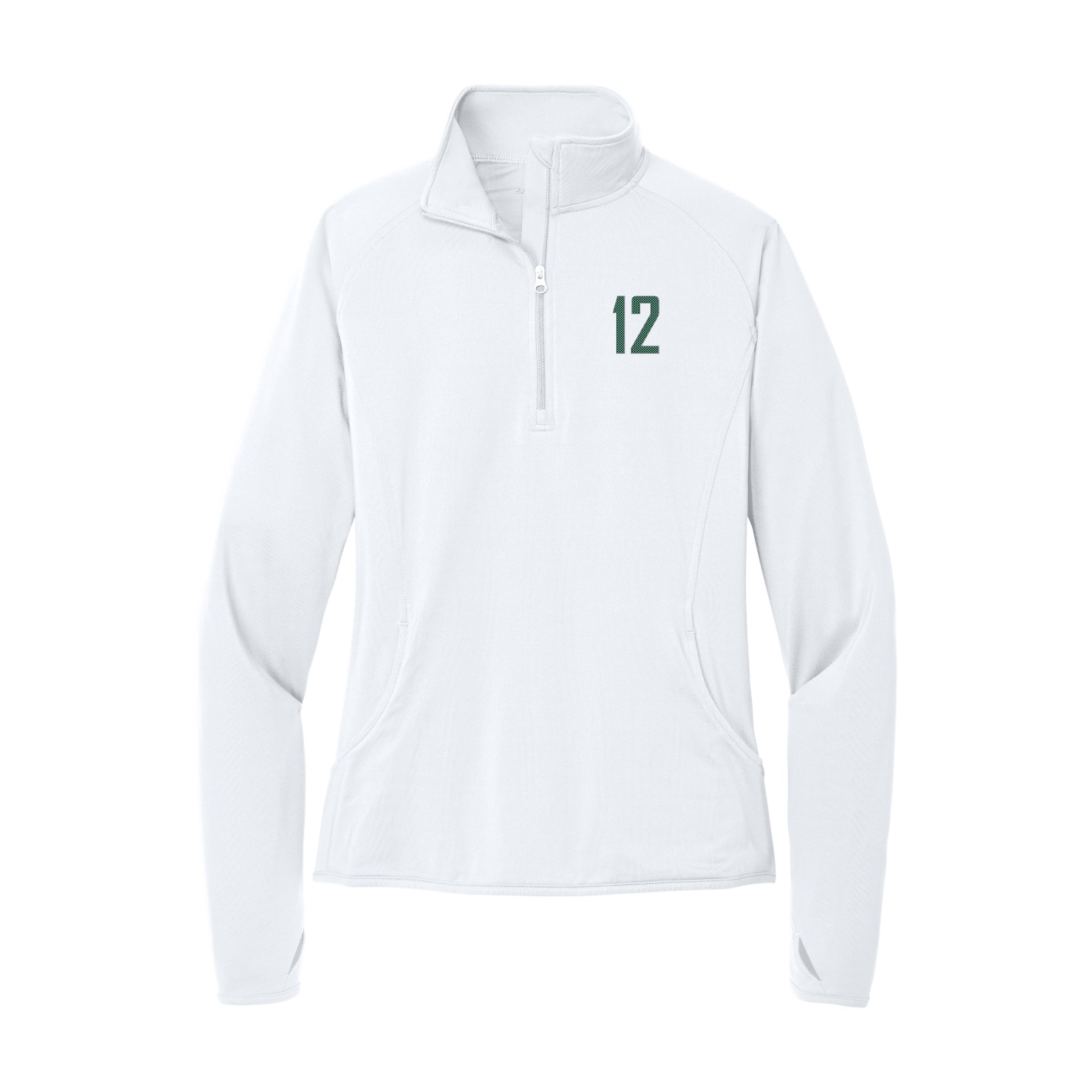 Women's Q-Zip Pullover — Front Shirsy in White