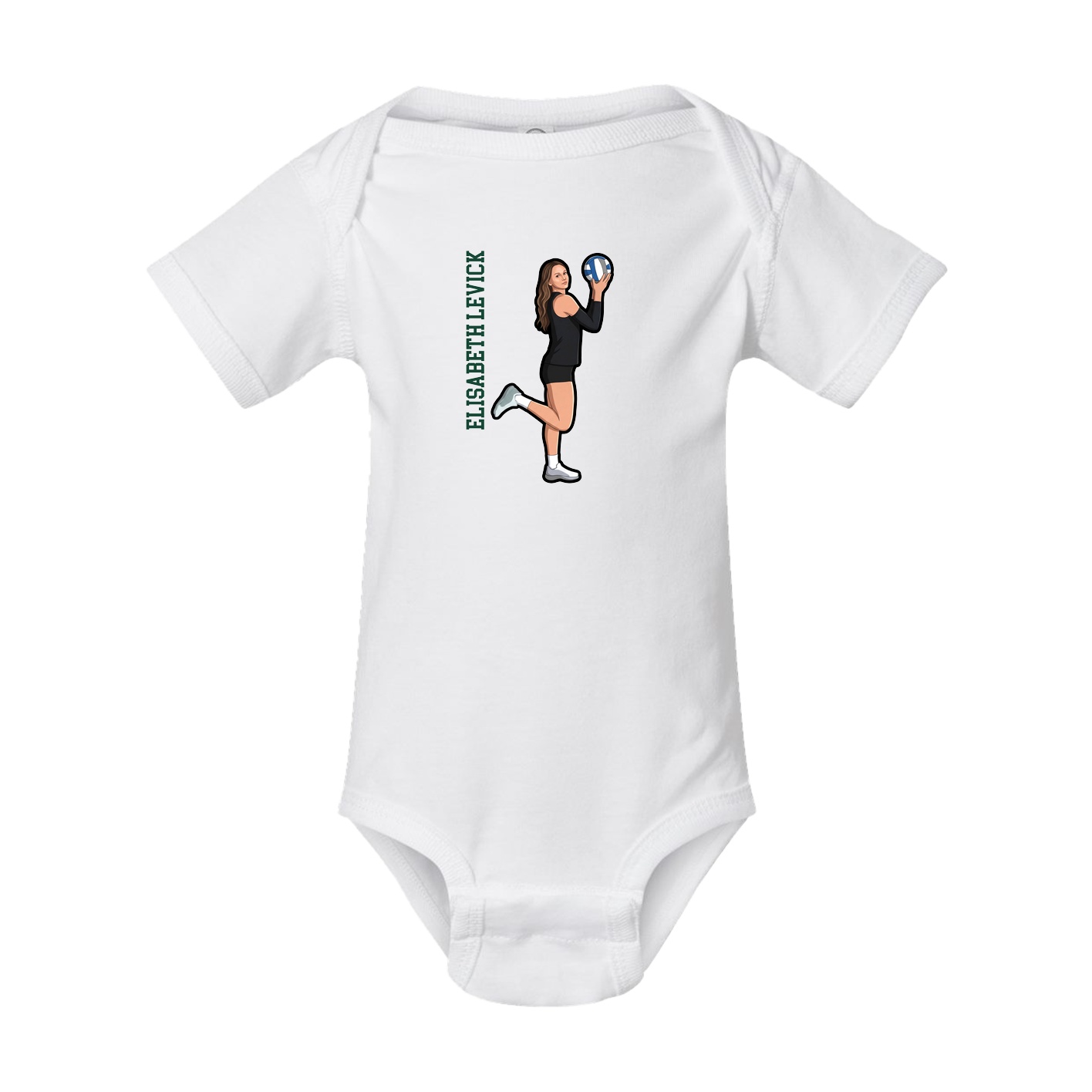 Baby Onesie — Name Vertical in White