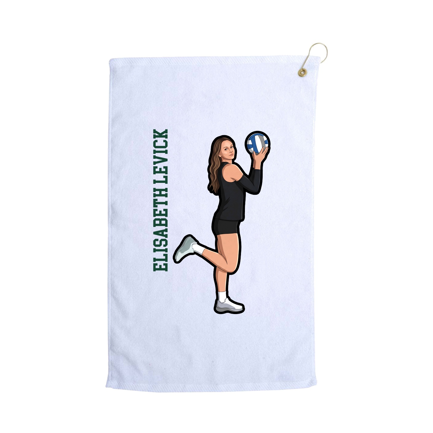 Golf Towel — Name Vertical in White