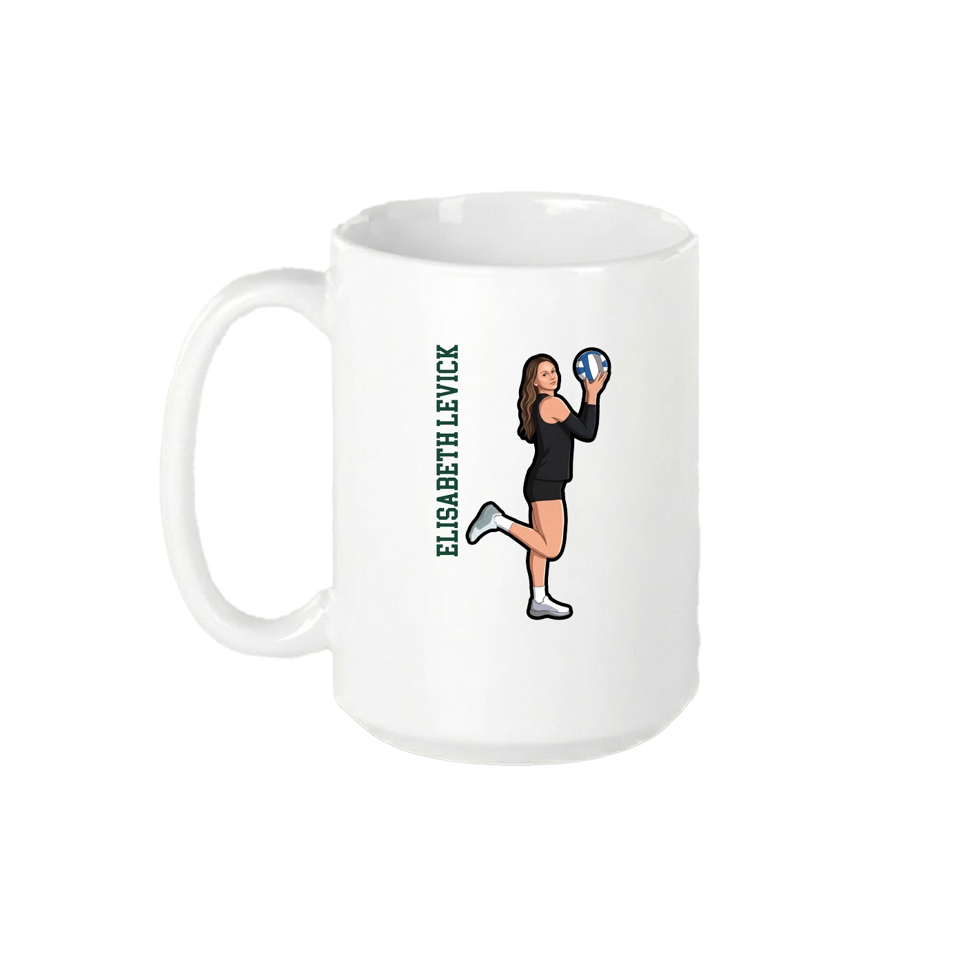 15oz Coffee Mug — Name Vertical in White