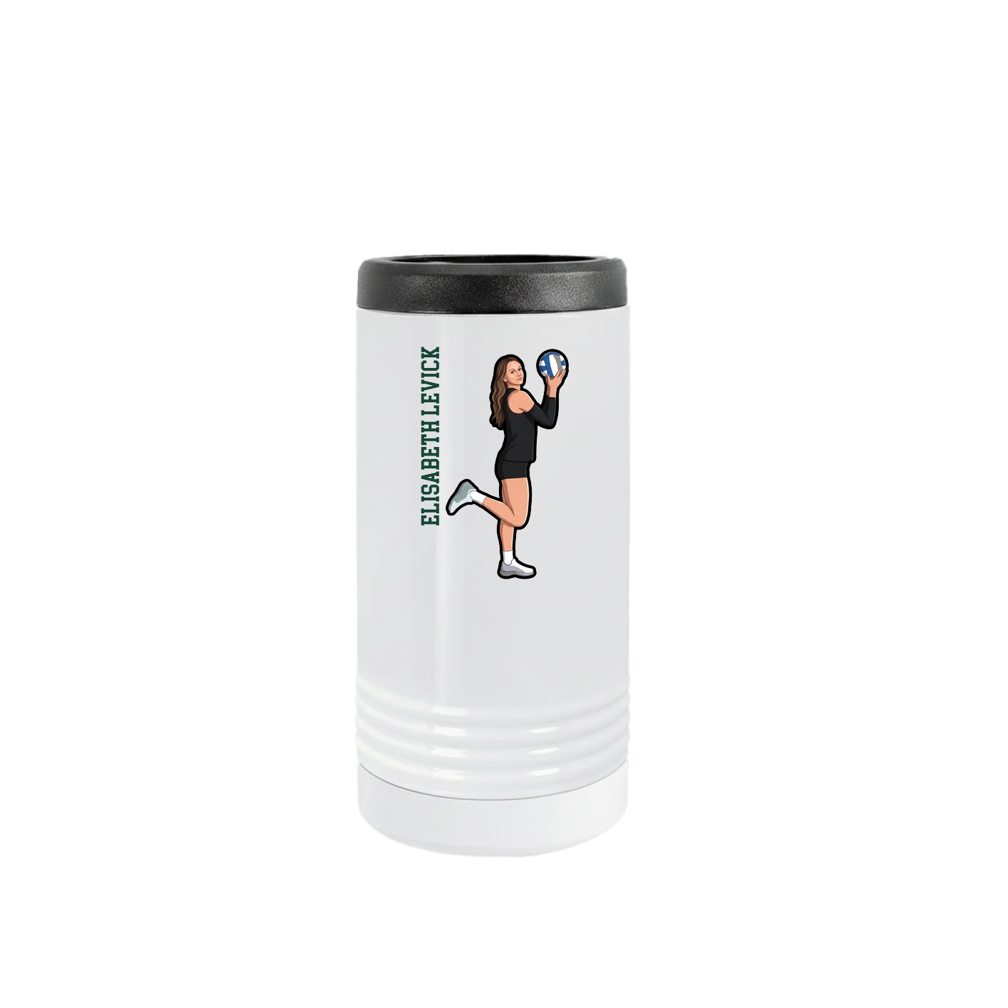 Slim Beverage Holder — Name Vertical in White