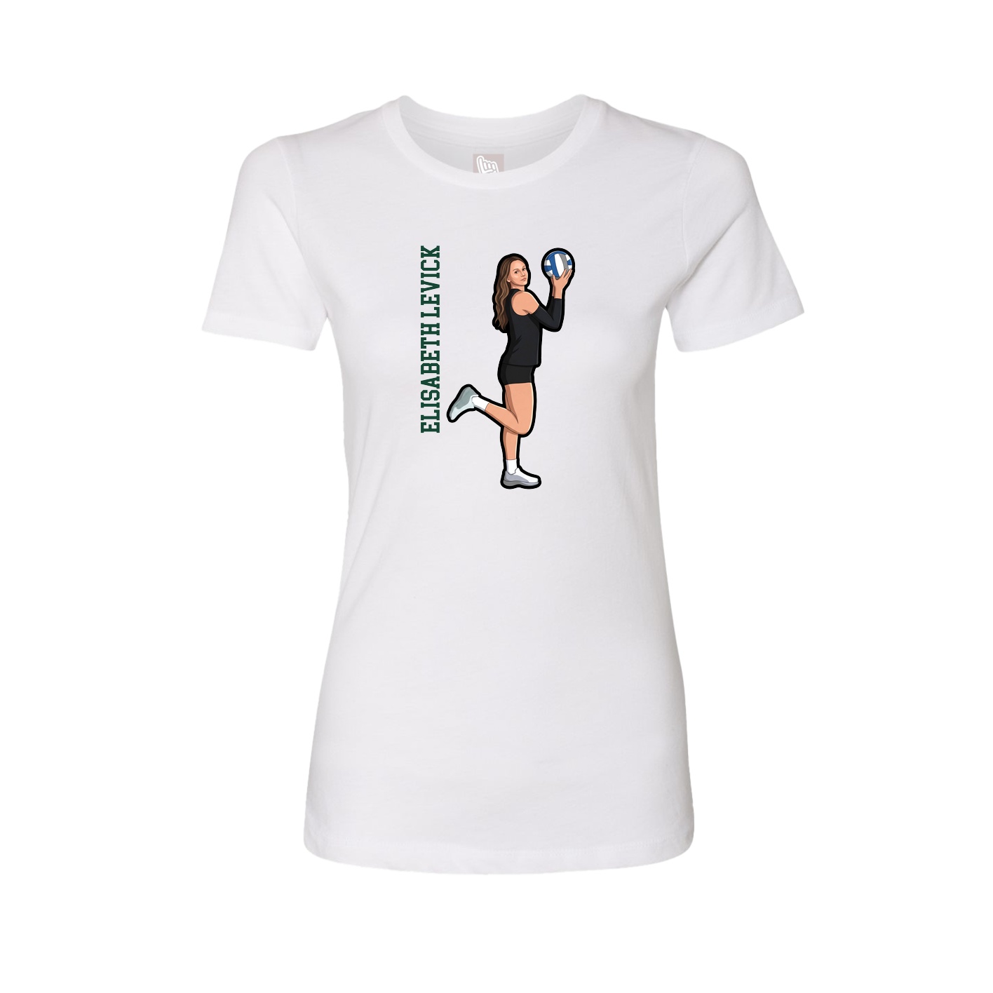 Fitted Women's Tee — Name Vertical in White