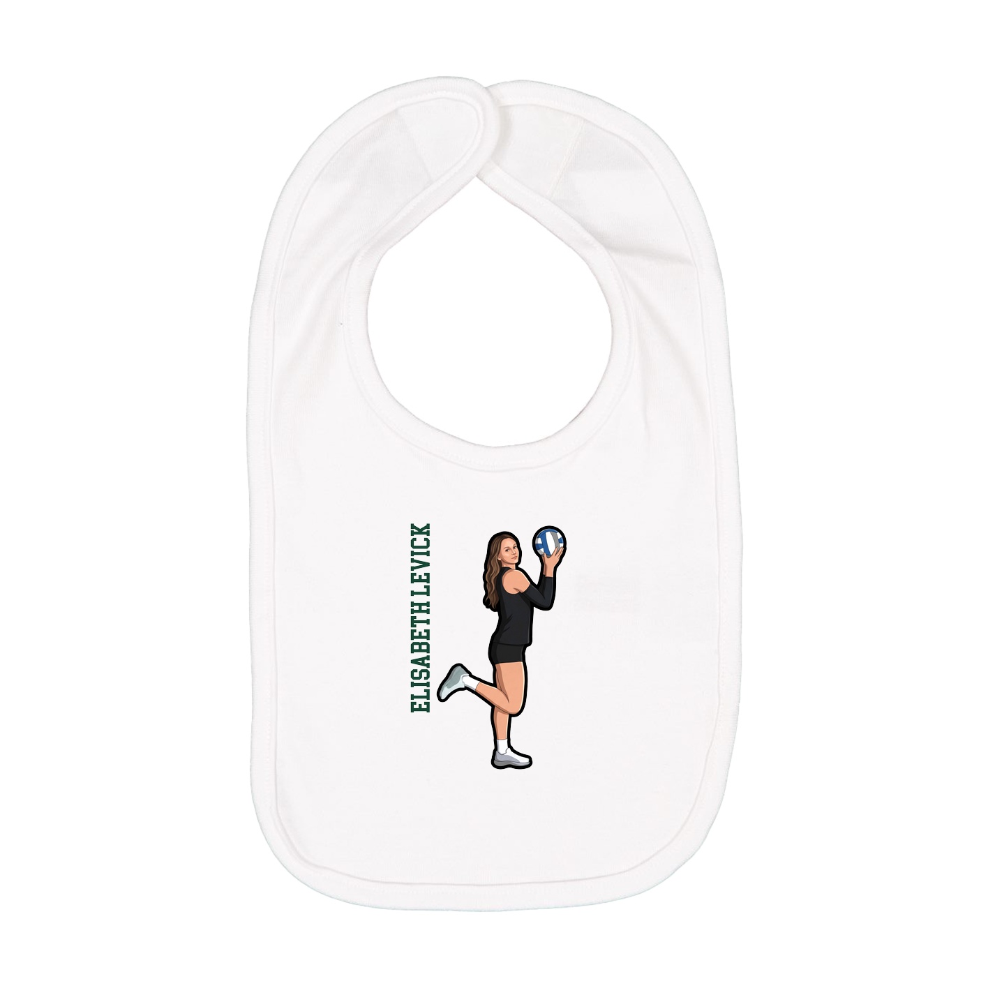 Infant Bib — Name Vertical in White