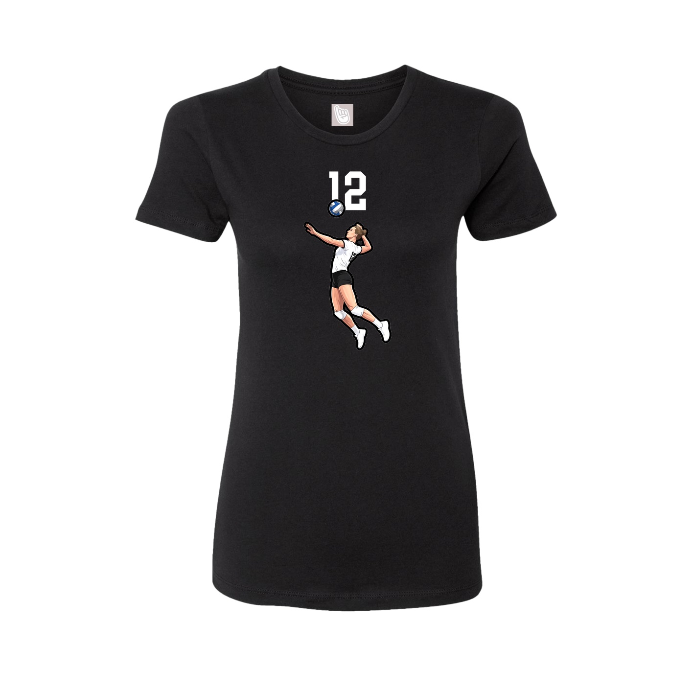 Fitted Women's Tee — Number Top in Black