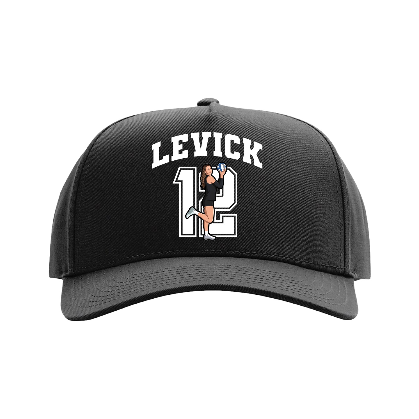 Full Fabric Five-Panel Champ Cap — Number in Black