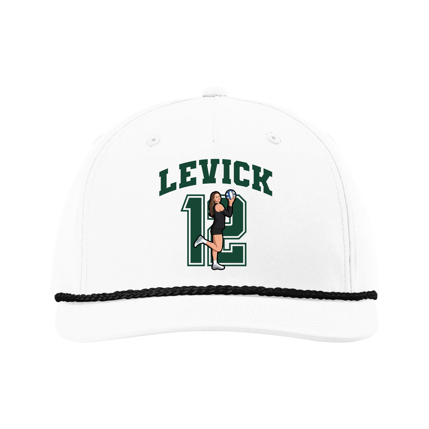 Five-Panel Classic Rope Cap — Number in White