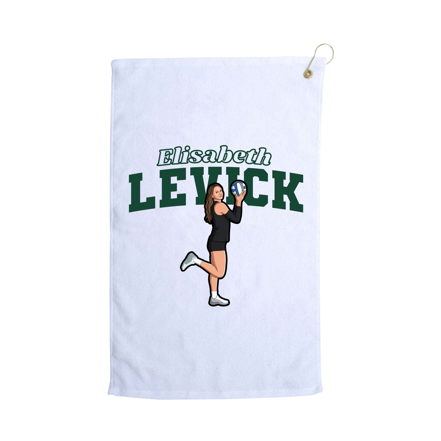 Golf Towel — Name Arch in White