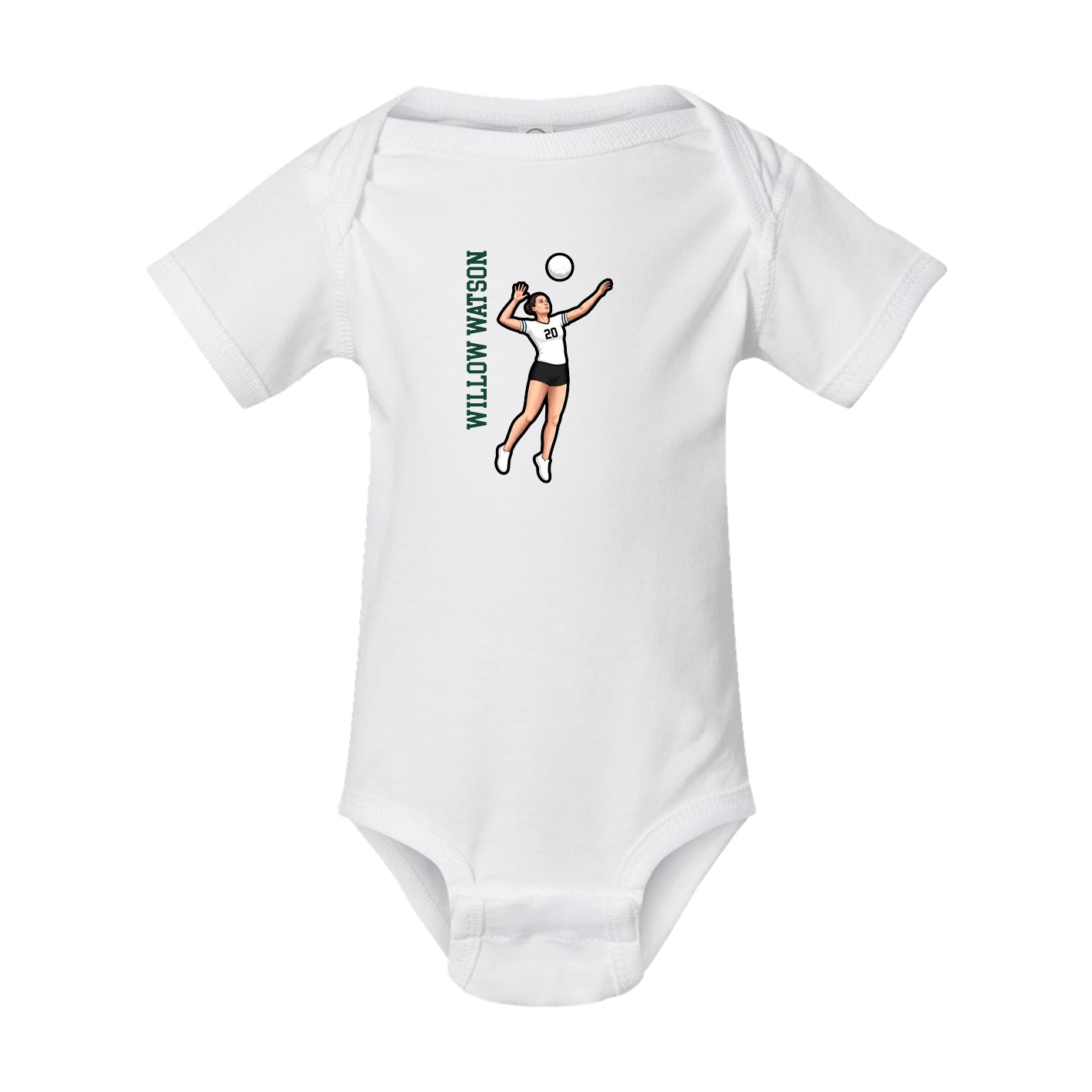 Baby Onesie — Name Vertical in White